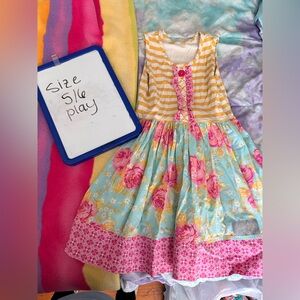 Eleanor Rose Yellow Striped and Floral Kids Dress